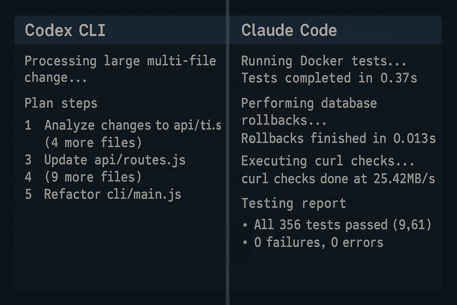 Codex and Claude workflows side by side